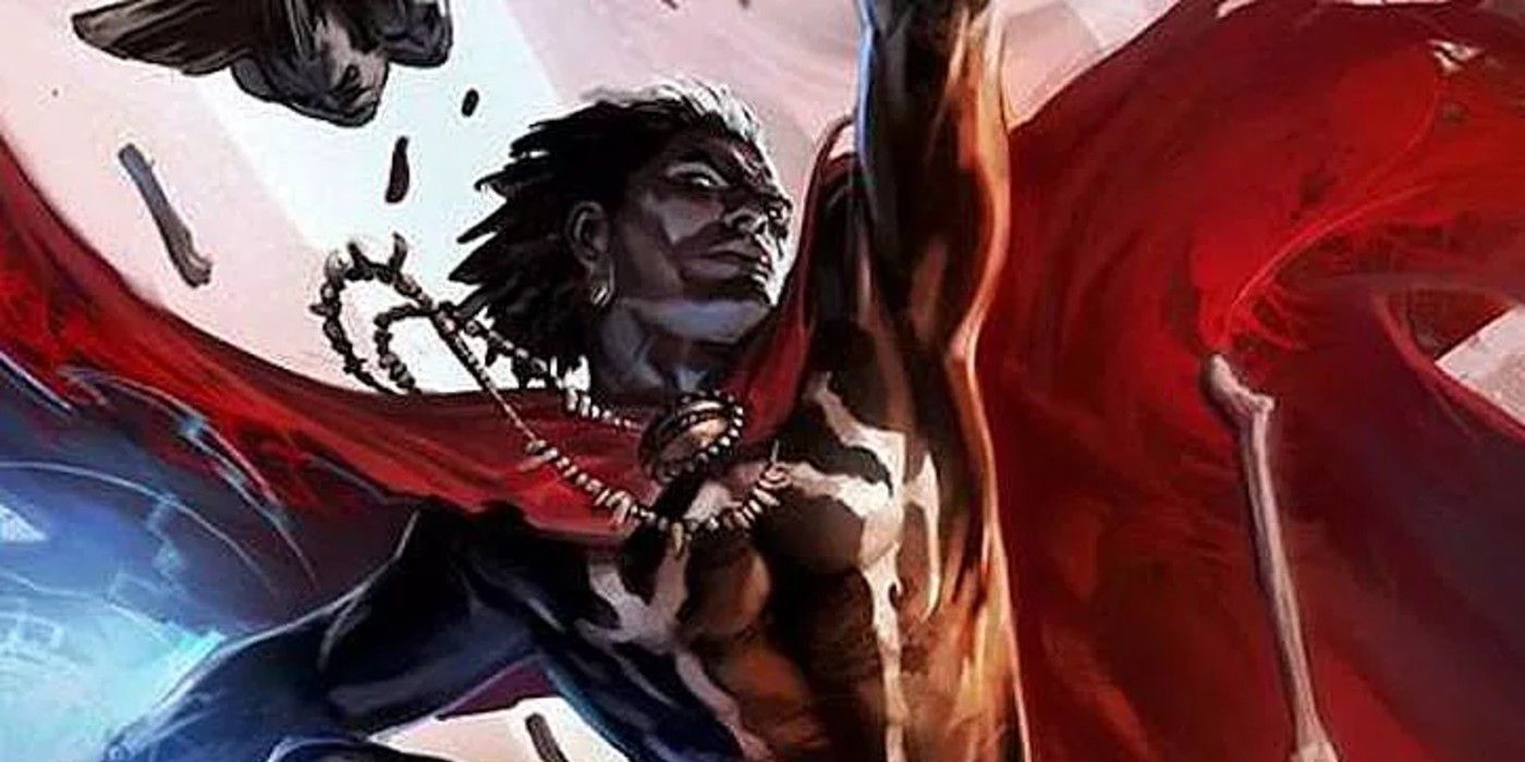 Marvel Comics' Brother Voodoo from Black Panther lifting one arm