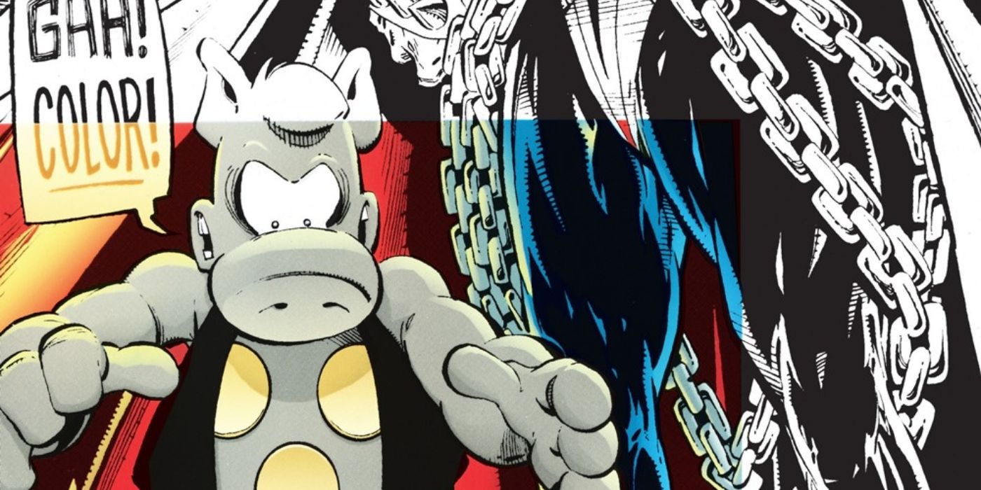 Spawn and Cerebus standing next to each other.