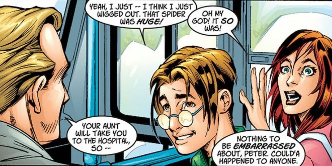 Peter Parker explaining why he passed out after being bitten by the radioactive spider.