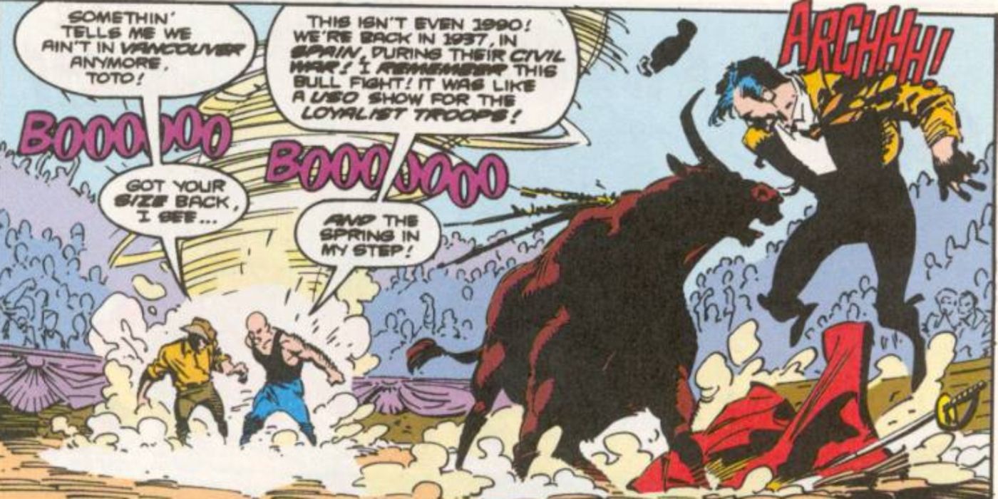 Wolverine traveled back in time to the Spanish Civil War.