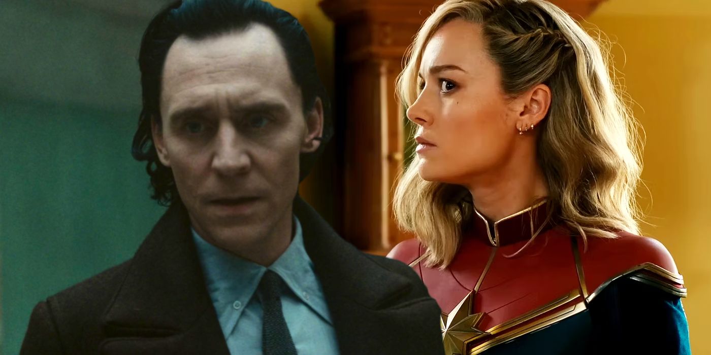 Split image of Tom Hiddleston as Loki in Loki season 2 and Brie Larson as Captain Marvel in The Marvels