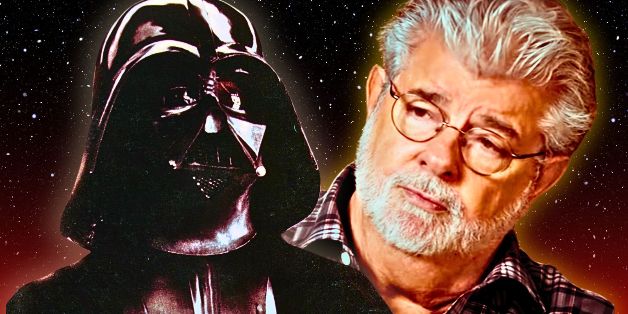 Darth Vader in Star Wars and George Lucas.
