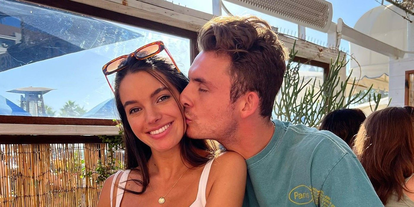 James Kennedy from Vanderpump Rules gives girlfriend Ally Lewber a kiss on the cheek.