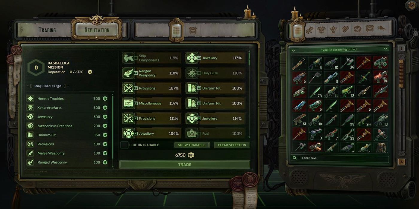 You'll need to increase both your reputation and Profit Factor to unlock new items from traders in Warhammer 40,000: Rogue Trader.