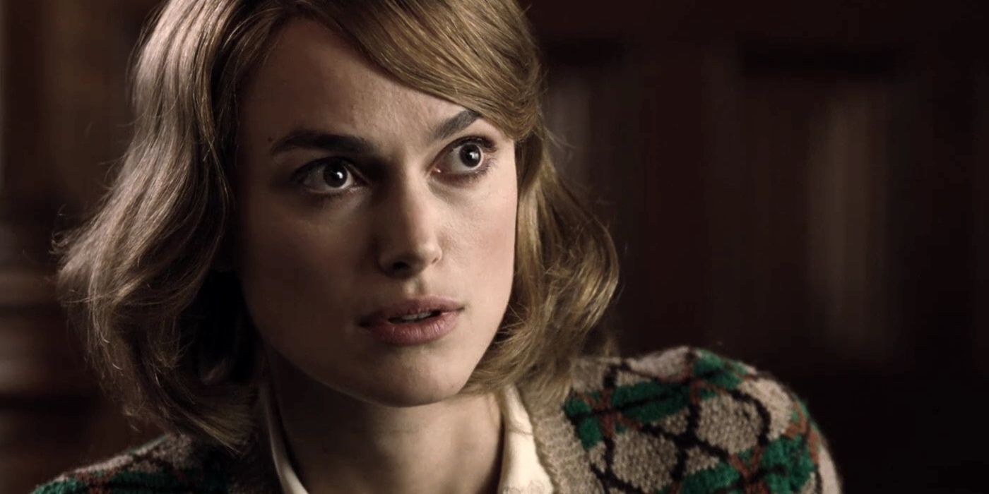 Keira Knightley as Joan Clarke looking shocked in The Imitation Game