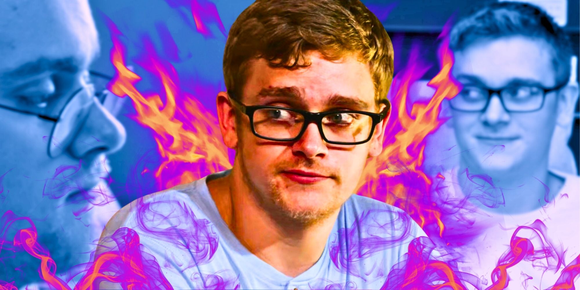 Montage of 90 Day Fiancé&rsquo;s Brandan DeNuccio with fire