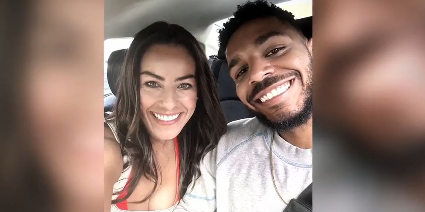 90 Day Fiance Jamal Menzies and Veronica Rodriguez taking selfie in a car