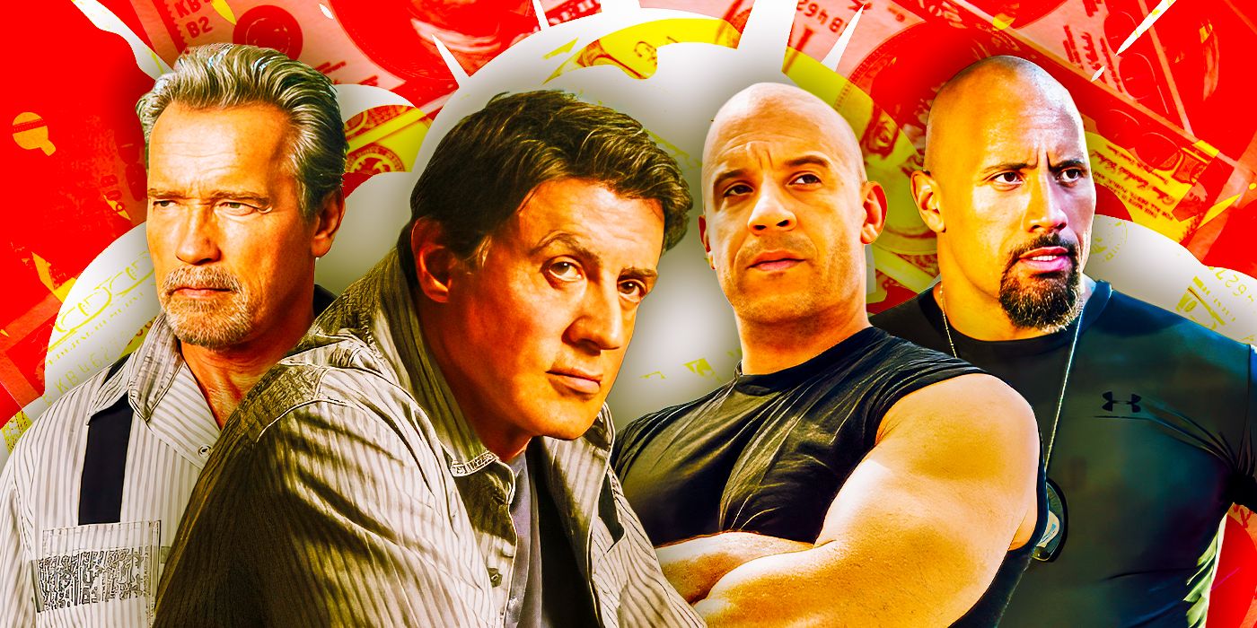 Sylvester Stallone as Breslin & Arnold Schwarzenegger as Rottmayer in Escape Plan & Vin-Diesel as Dom & Dwayne Johnson as Hobb in Fast Five