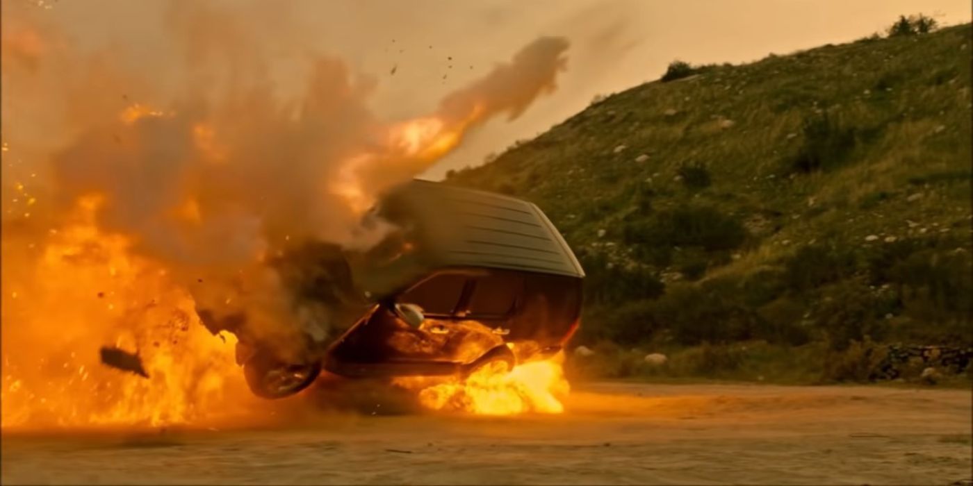 A car being blown up in Mexico in the NCIS LA season 9 finale.