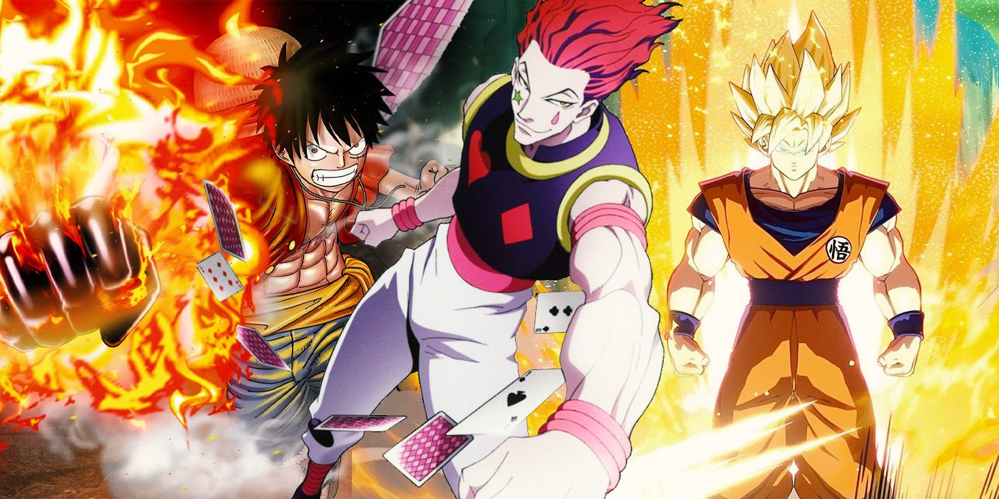 A Game Based On One Popular Manga Series May Be Coming In English Soon - Luffy from One Piece, Hisoka from Hunter x Hunter, and Goku from Dragon Ball, pictured in a collage.