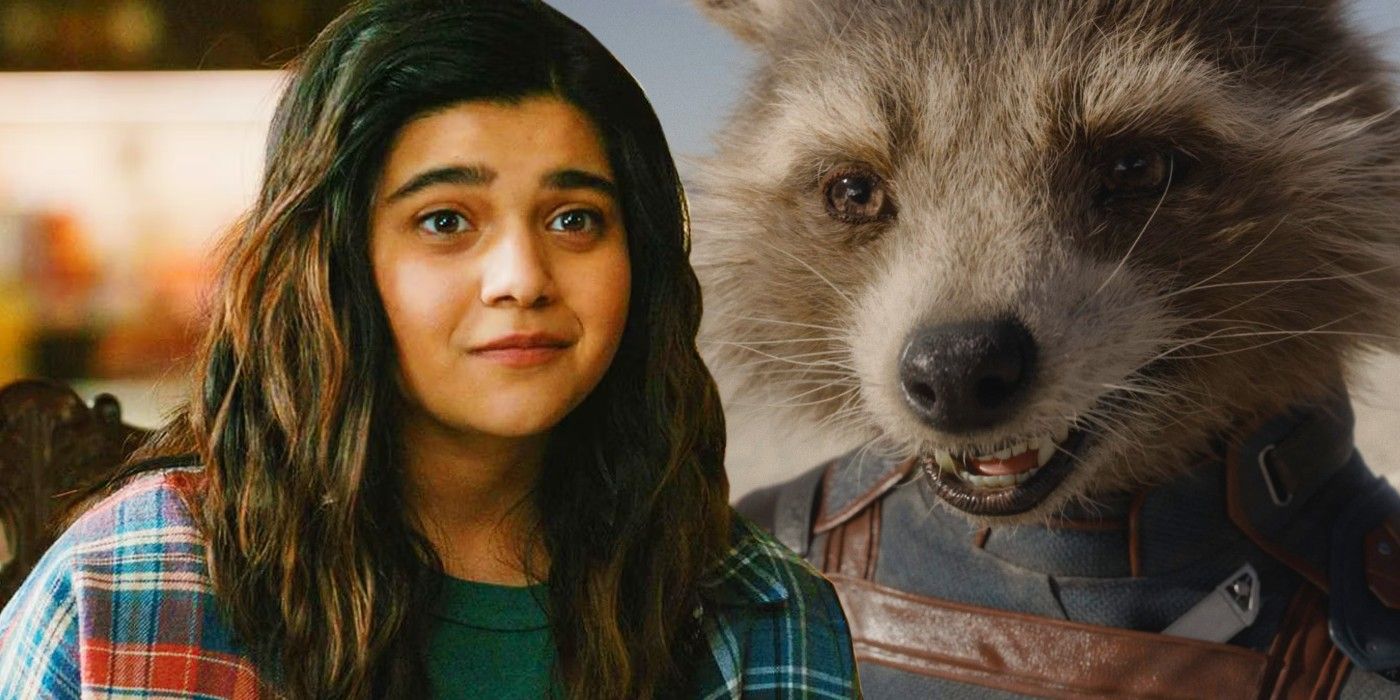 A split image of Ms Marvel and Rocket in the MCU