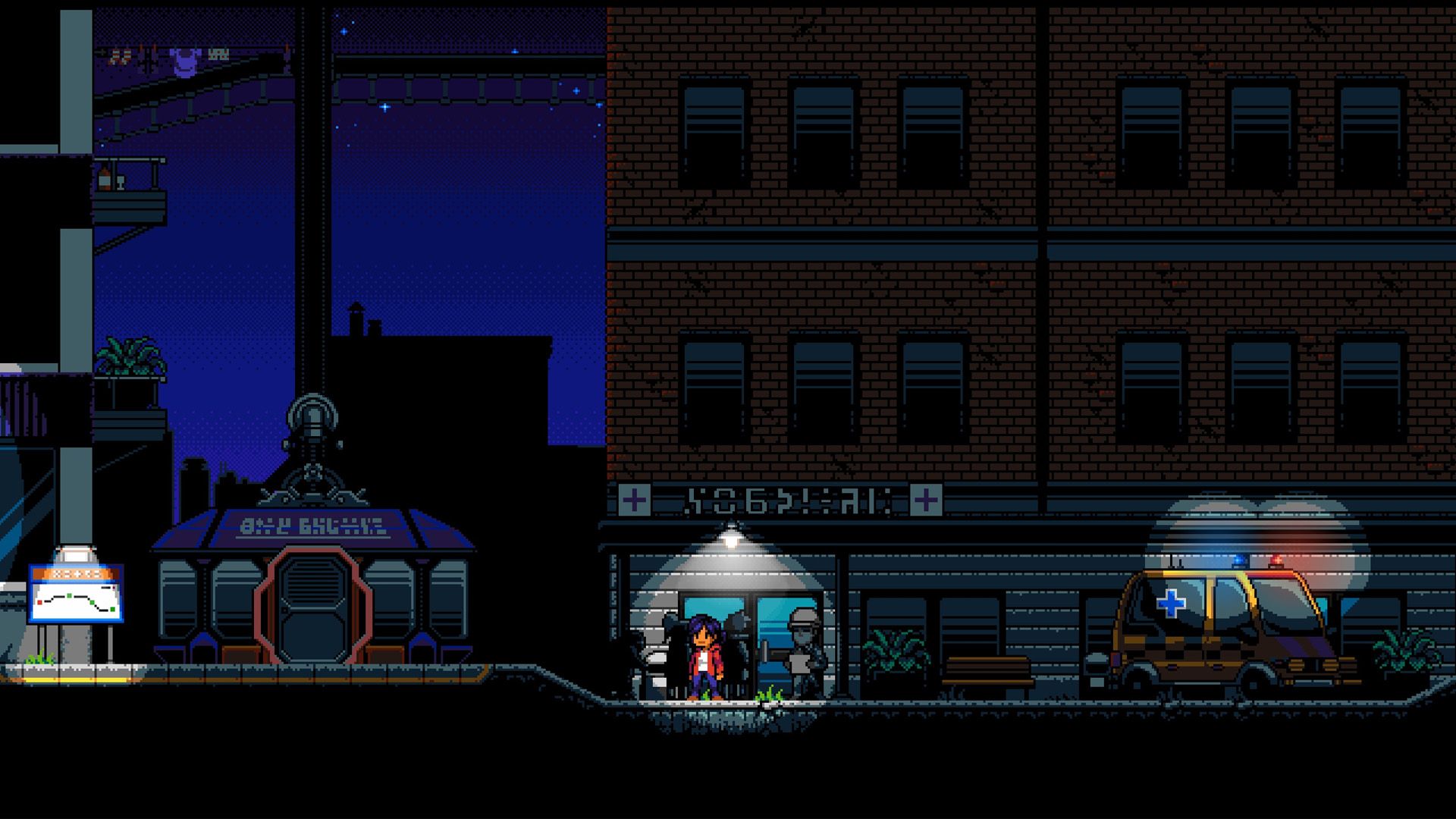 A woman near a metro station in a city at night in A Void Hope.