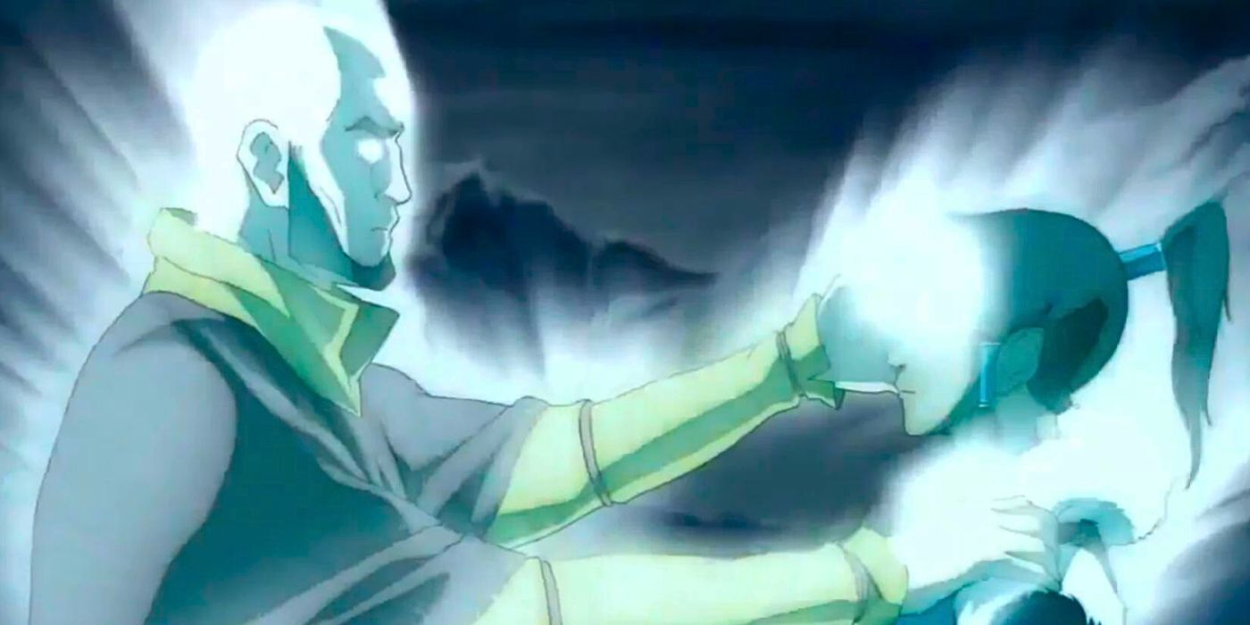 Aang restores Korra's bending in The Legend of Korra book 1 finale