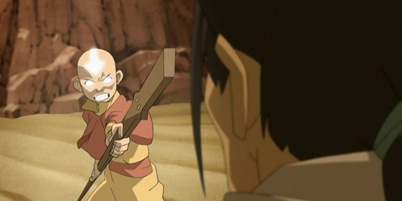 Aang vs the sandbenders in Avatar: The Last Airbender