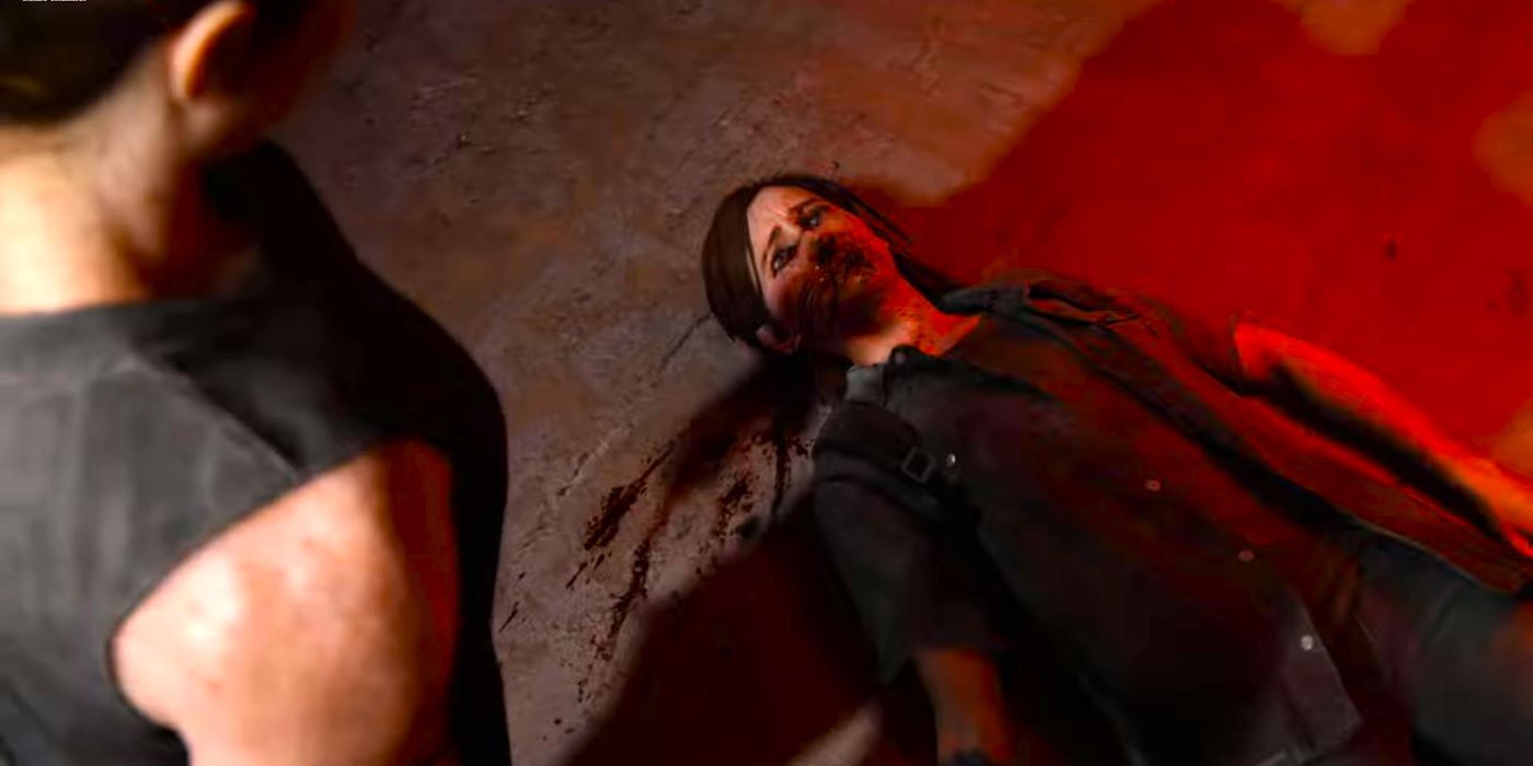 Abby standing over a bleeding Ellie in The Last Of Us Part II video game