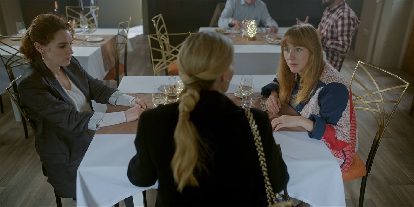 abigail and julia at dinner in sanctuary a witch's tale episode 4