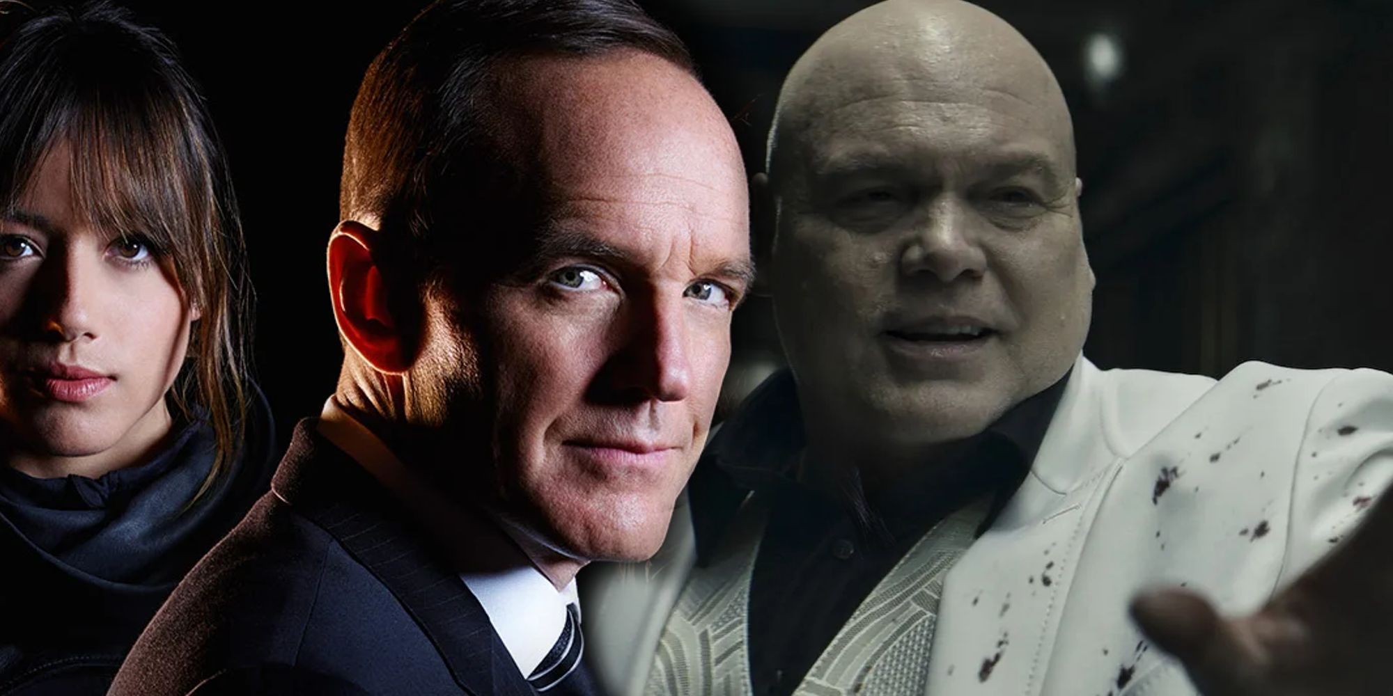 Agents of SHIELD Chloe Bennet Clark Gregg and Vincent DOnofrio as Quake Coulson and Kingpin