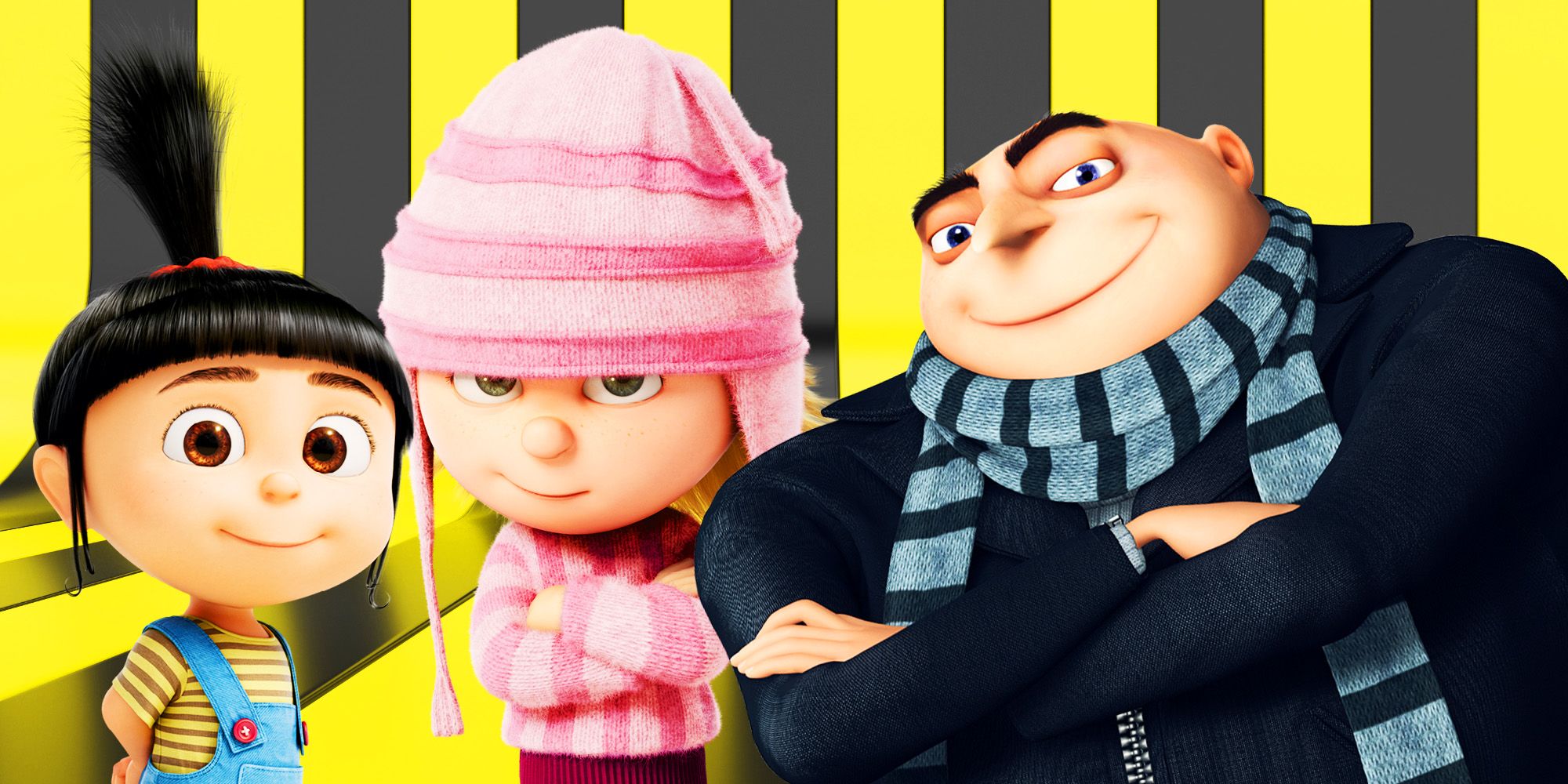 Agnes, Edith, and Gru from Despicable Me