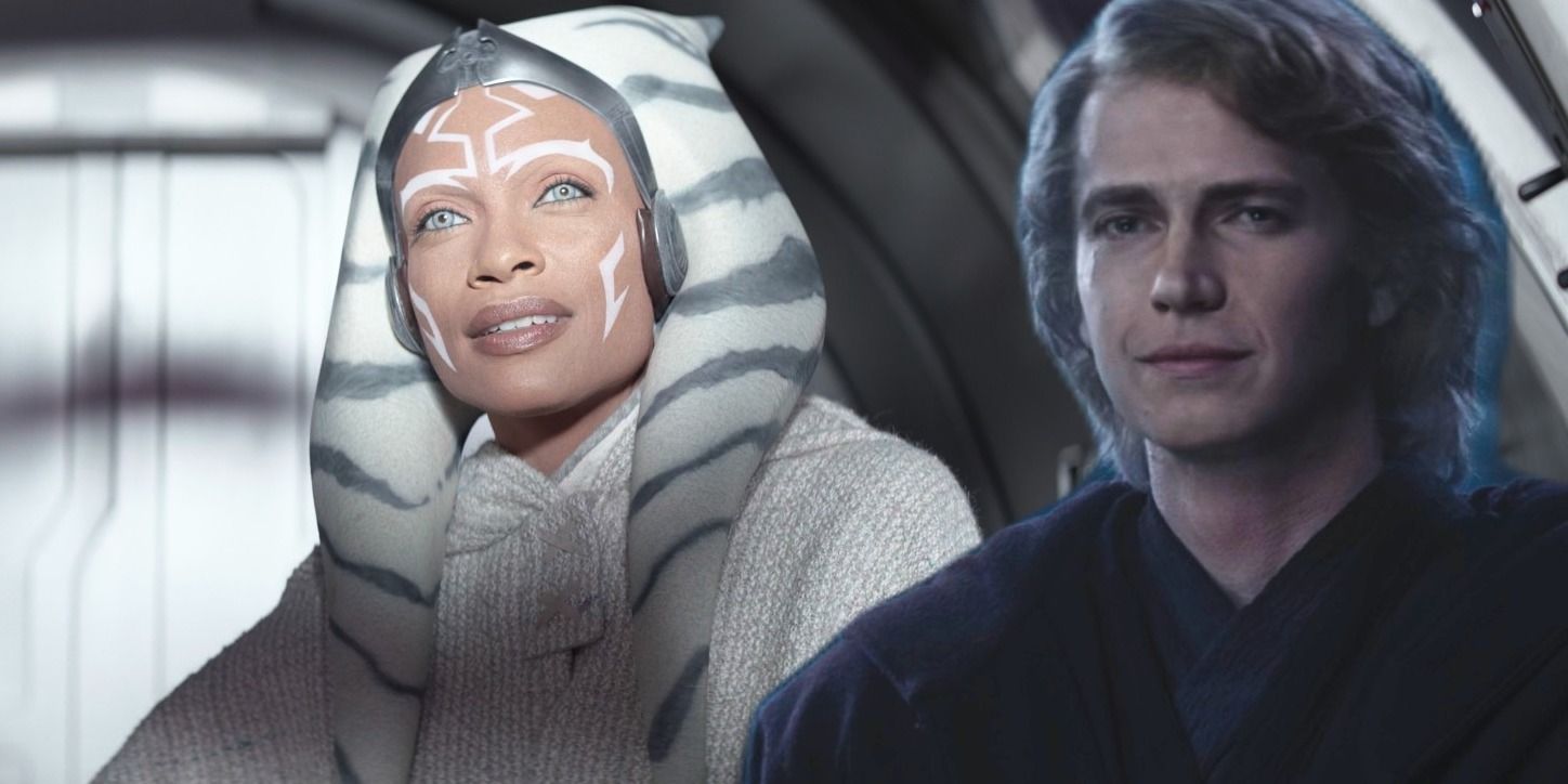 Ahsoka the White to the left with Force Ghost Anakin to the right