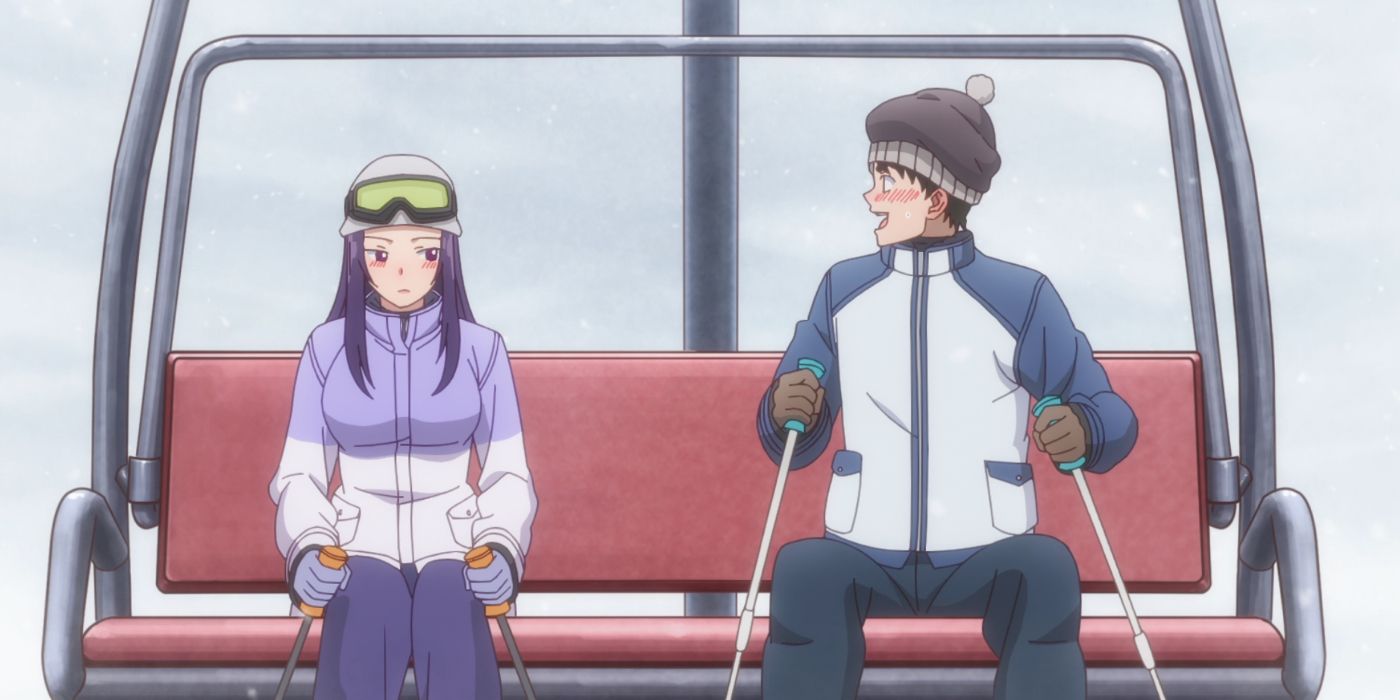 Akino and Shiki on the ski lift in Hokkaido Gals Are Super Adorable!