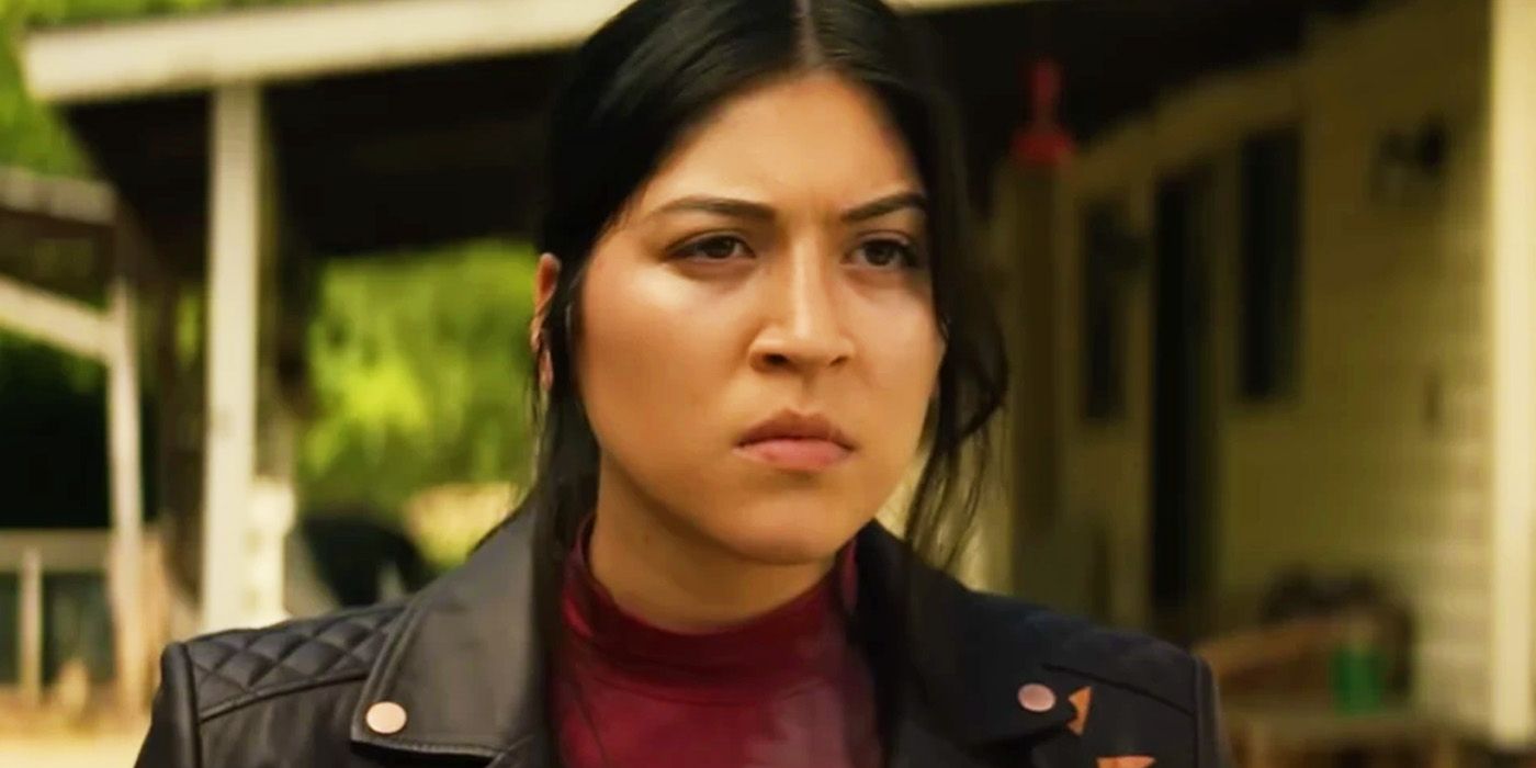 Alaqua Cox as Maya Lopez in sun jacket in MCU's Echo