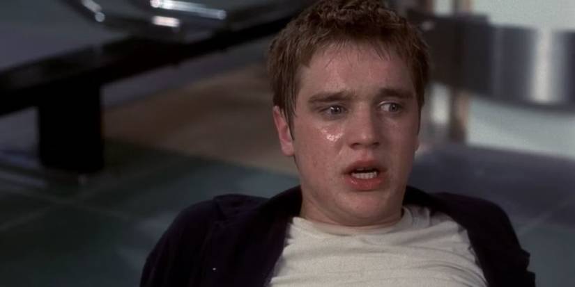 Alex Browning from Final Destination looking scared