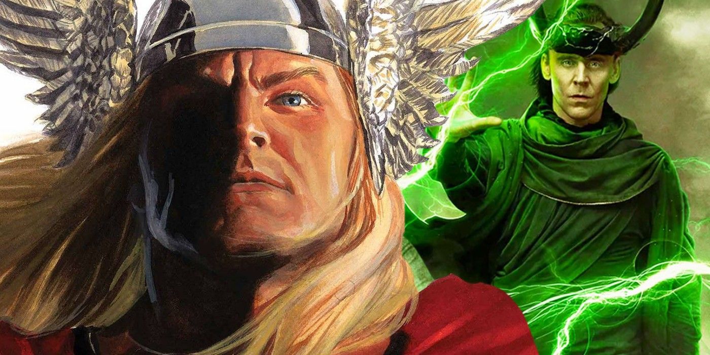 alex ross thor with god of stories loki behind him