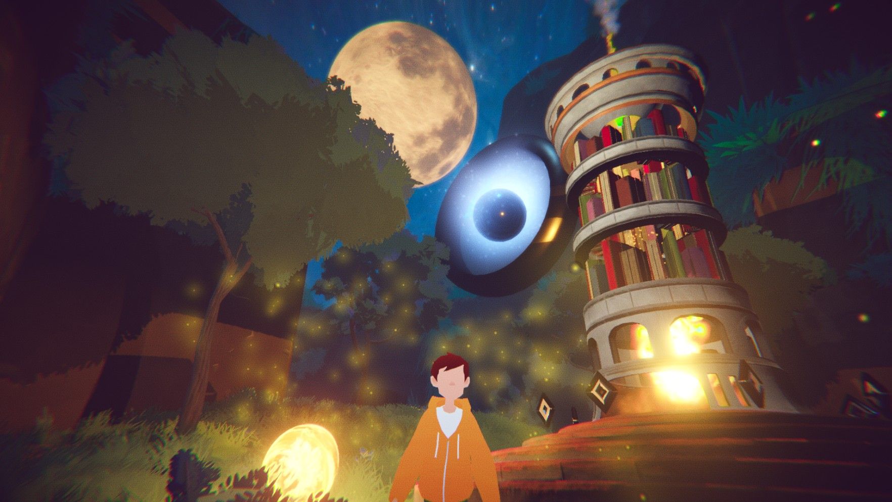 Always In Mind&rsquo;s Teddy with Proxy and a memory beacon behind him.