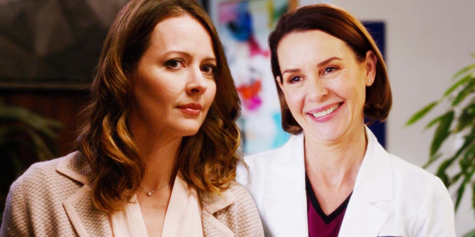 Amy Acker as Kathleen Shepherd and Embeth Davidtz as Nancy Shepherd in Grey's Anatomy season 15