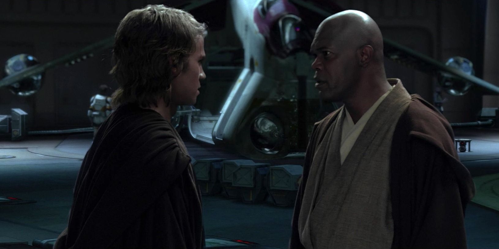 Anakin Skywalker and Mace Windu discussing Palpatine being a Sith Lord in Revenge of the Sith