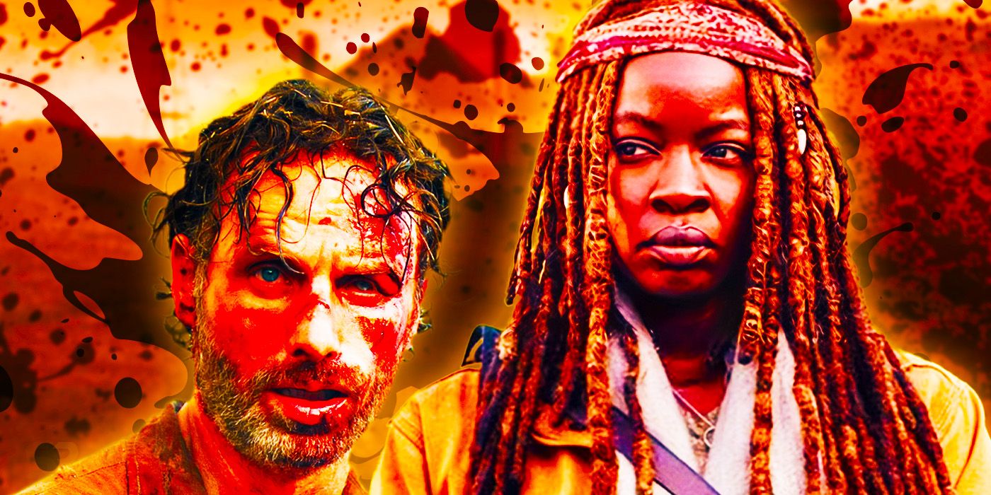 Andrew Lincoln as Rick and Danai Gurira as Michonne in The Walking Dead