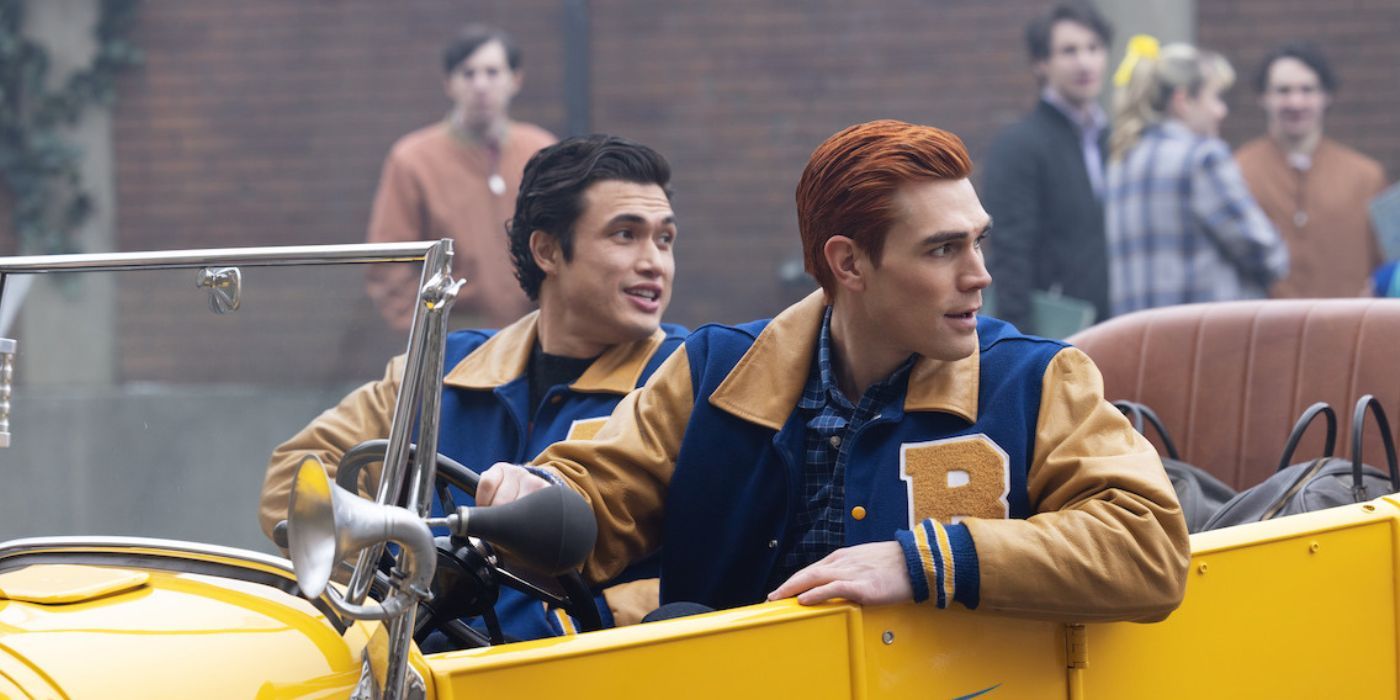 Archie and Reggie in a hotrod in Riverdale season 7