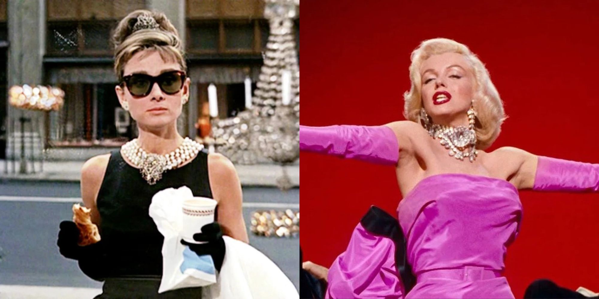 Audrey Hepburn in Breakfast at Tiffany's and Marilyn Monroe in Gentlemen Prefer Blondes