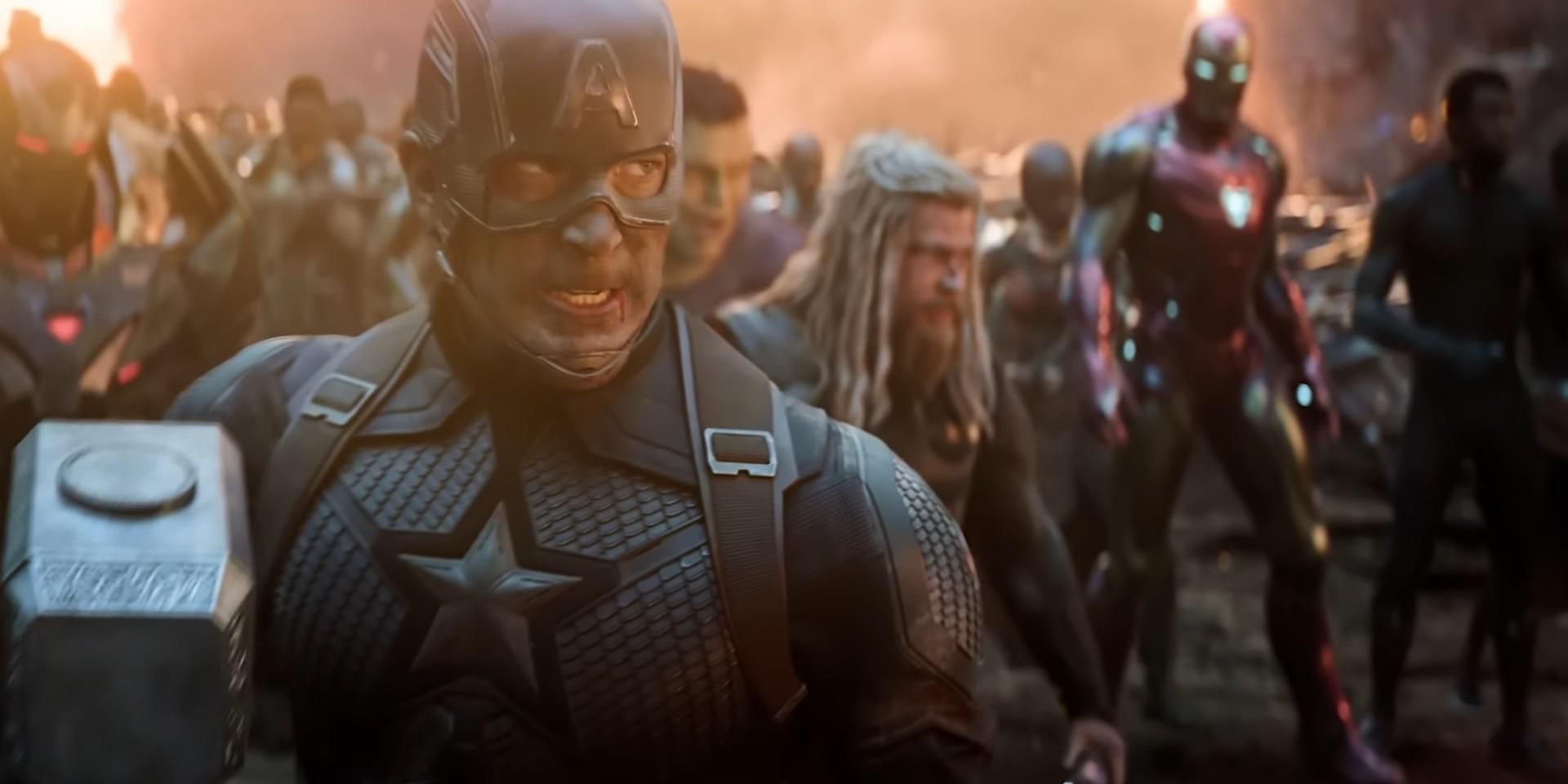 Captain America in front of The Avengers in Avengers: Endgame