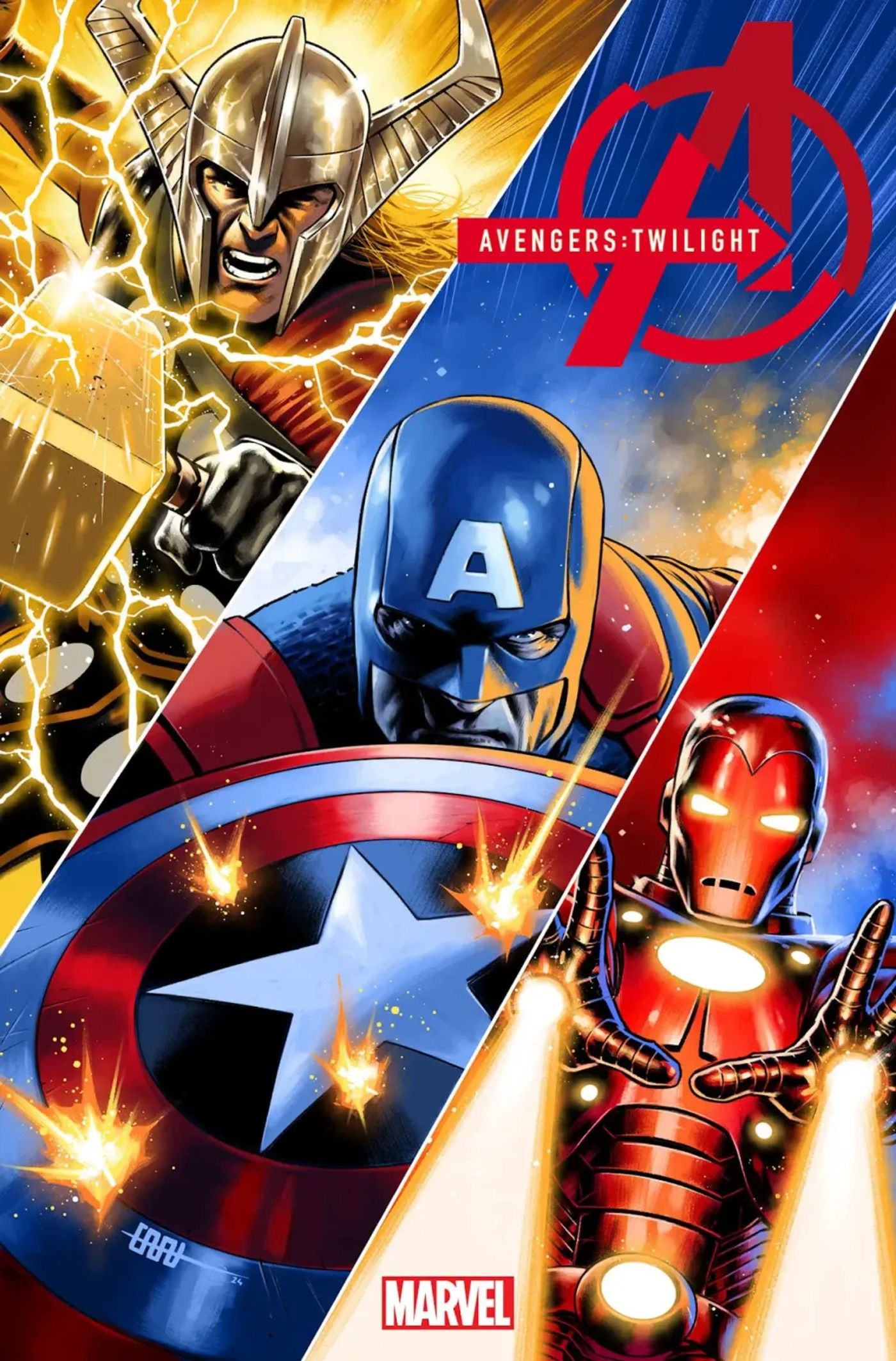 avengers twilight 5 cover captain america thor iron man fight