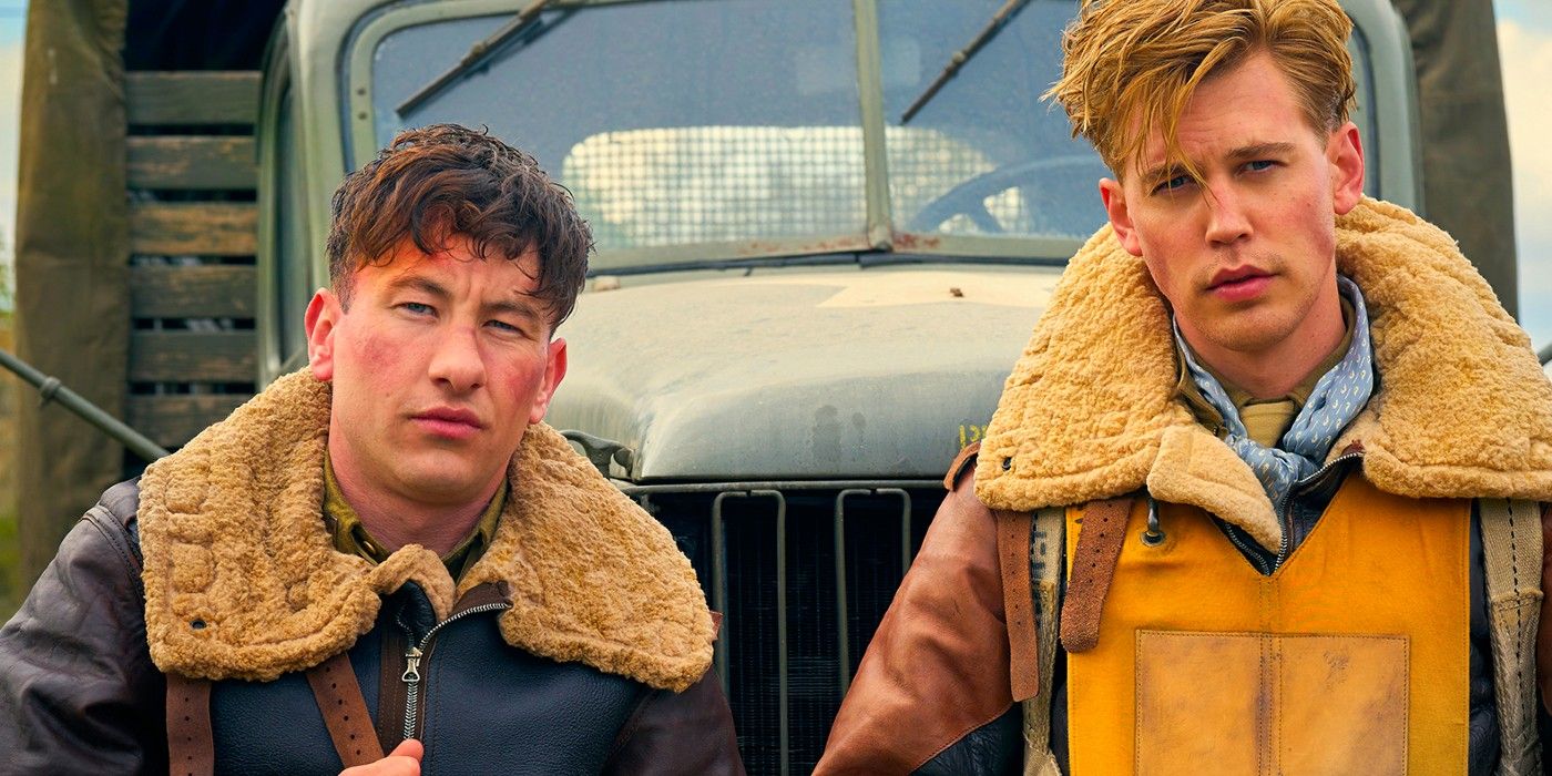 Barry Keoghan and Austin Butler as Curtis Biddick and Gale Cleven in Masters of the Air