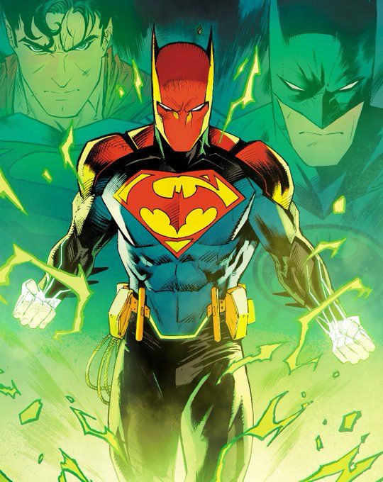 Batman and Superman combined into Superbat form. Worlds Finest Comics