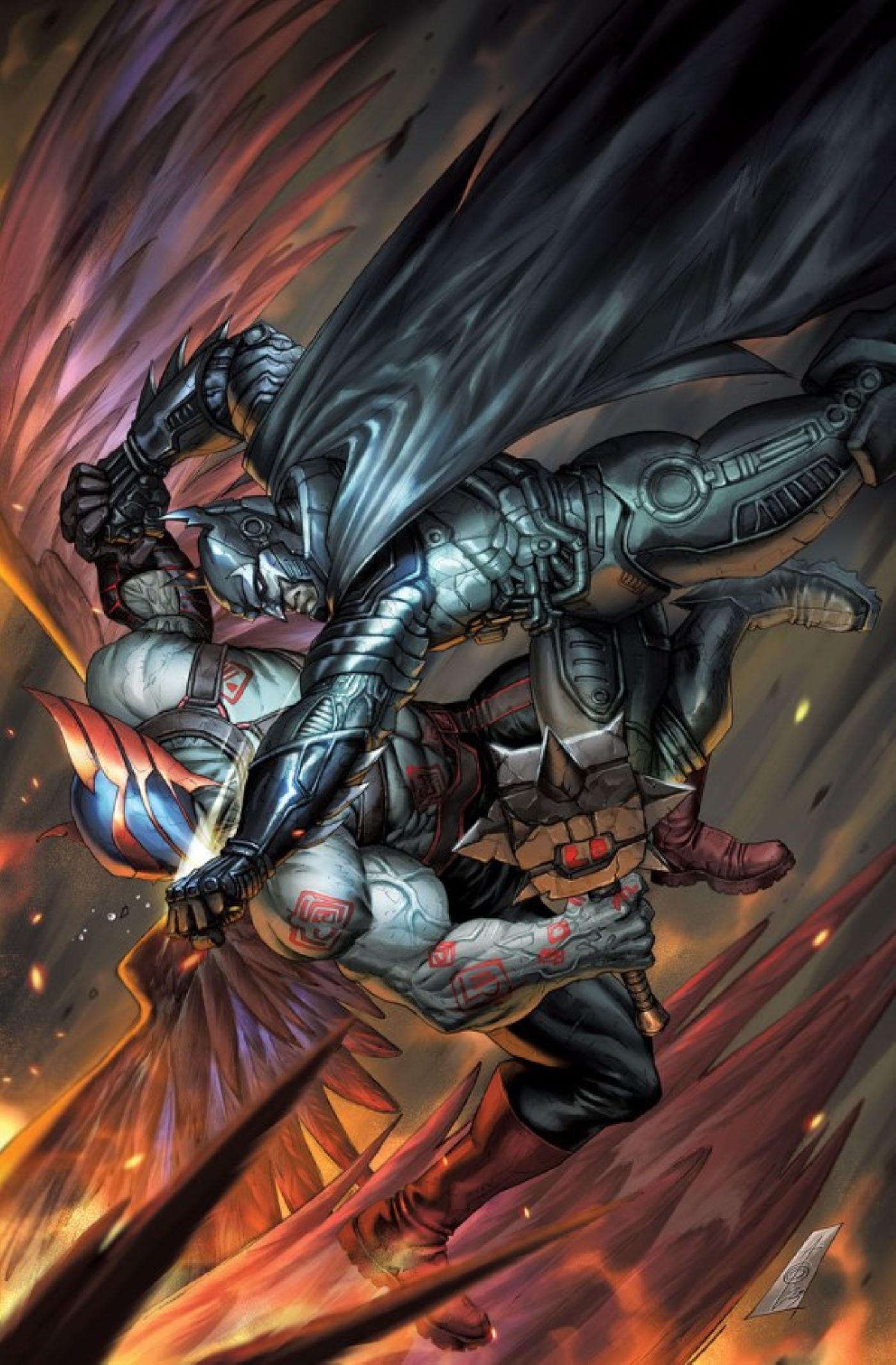 Batman Off-World #5, Batman in Space Batsuit fighting unknown alien