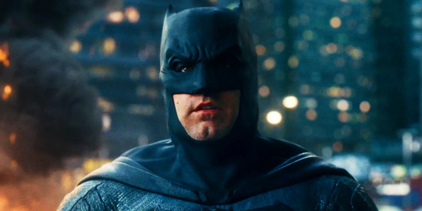 Ben Affleck in Batman's cape and cowl in Justice League