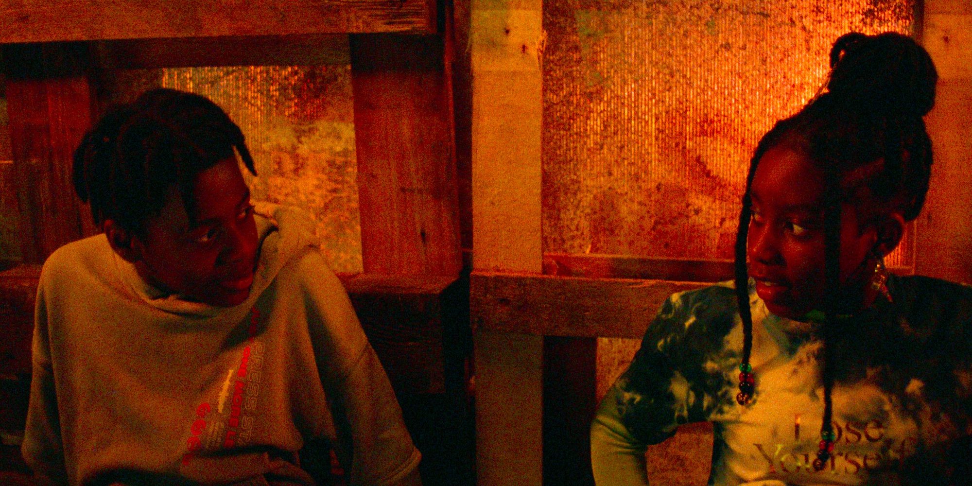 Benji and Ruby look sideways at each other