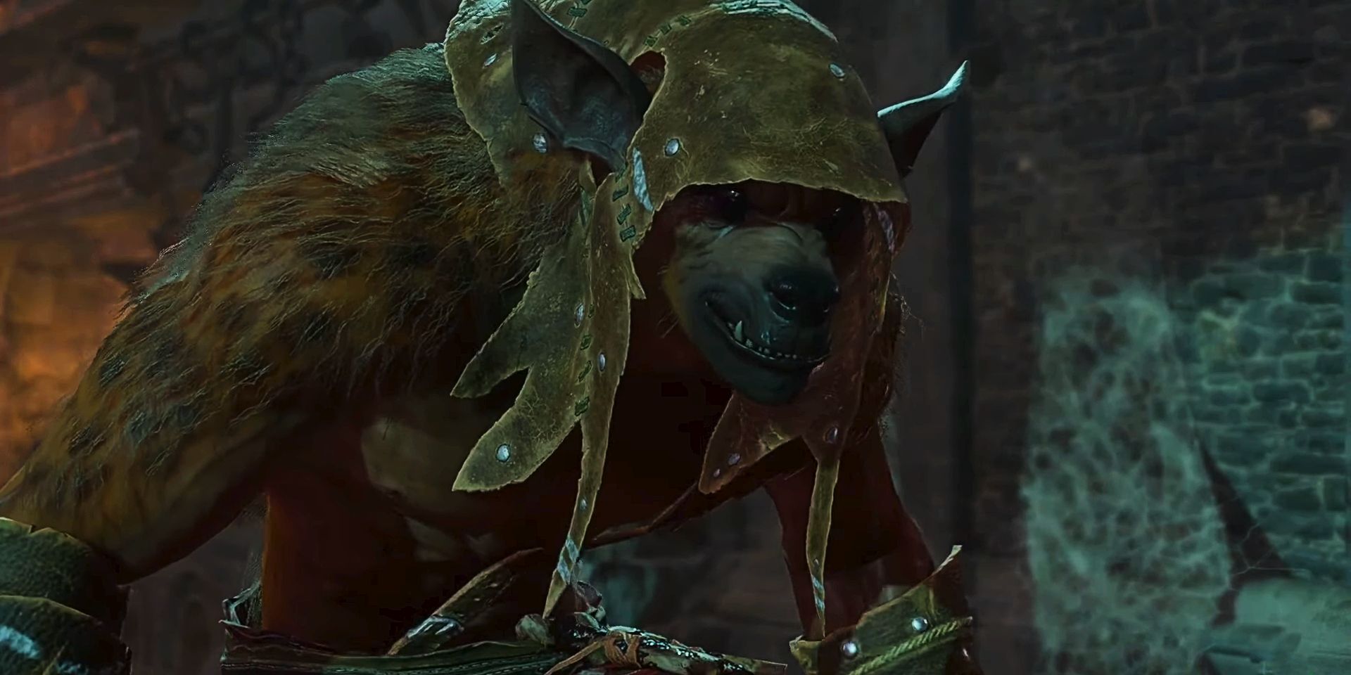 Barnabus, the kitchen gnoll, hunched over in a screenshot from Baldur's Gate 3.