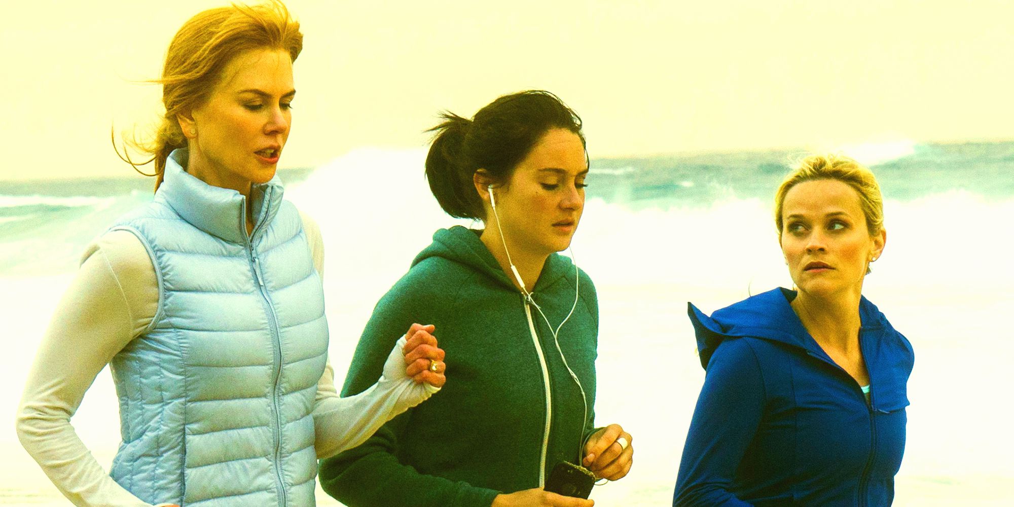 Nicole Kidman, Shailene Woodley & Reese Witherspoon Running On Beach In Big Little Lies