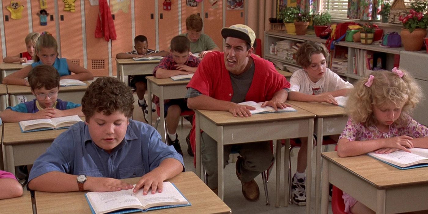 Adam Sandler as Billy Madison makes fun of a child reading Billy Madison.