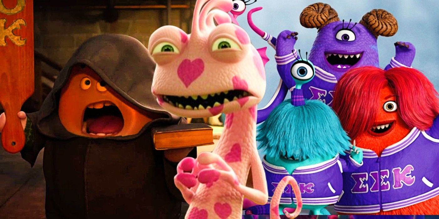 Blended image of frats and sororities in Monsters University
