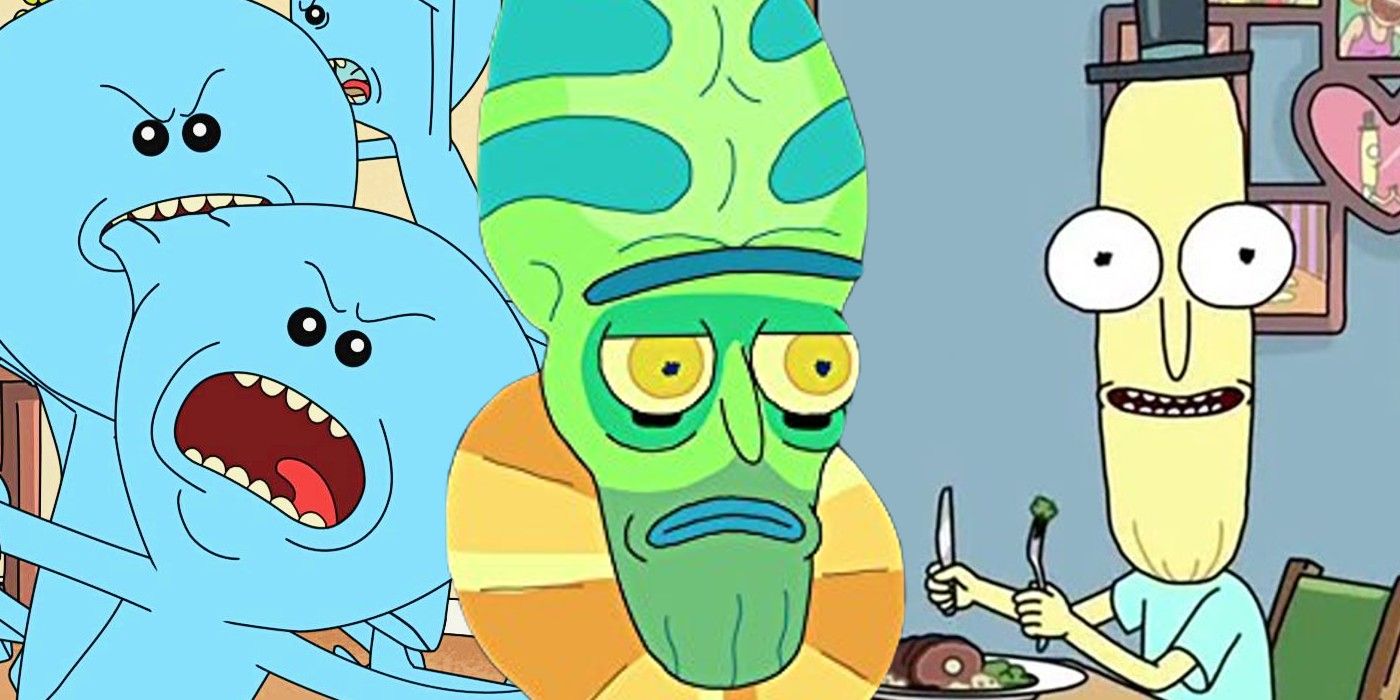 Blended image of Mr Meeseeks and Mr Poopybutthole in Rick and Morty