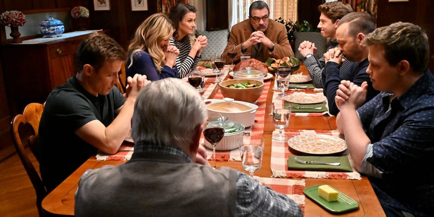 A família Reagan jantando na 1ª temporada de Blue Bloods 