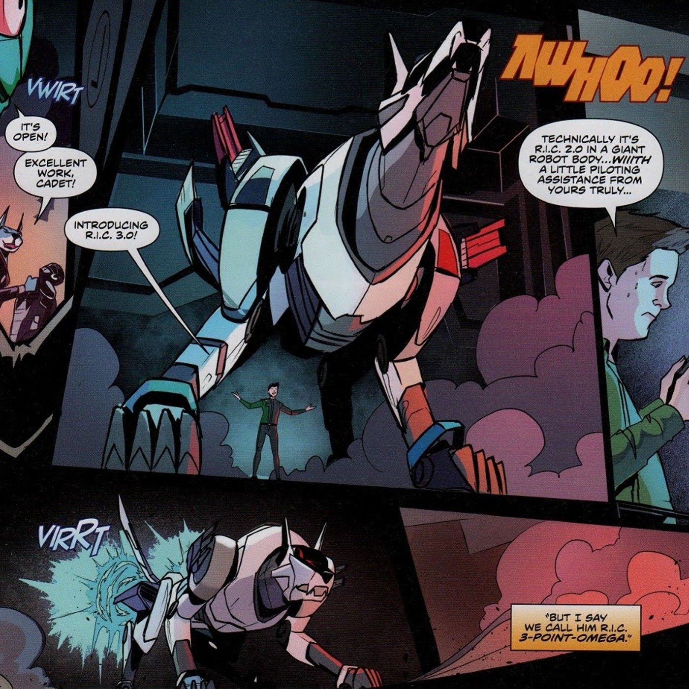 Boom introduces RIC 3.0 to help the Power Rangers SPD against Lord Drakkon