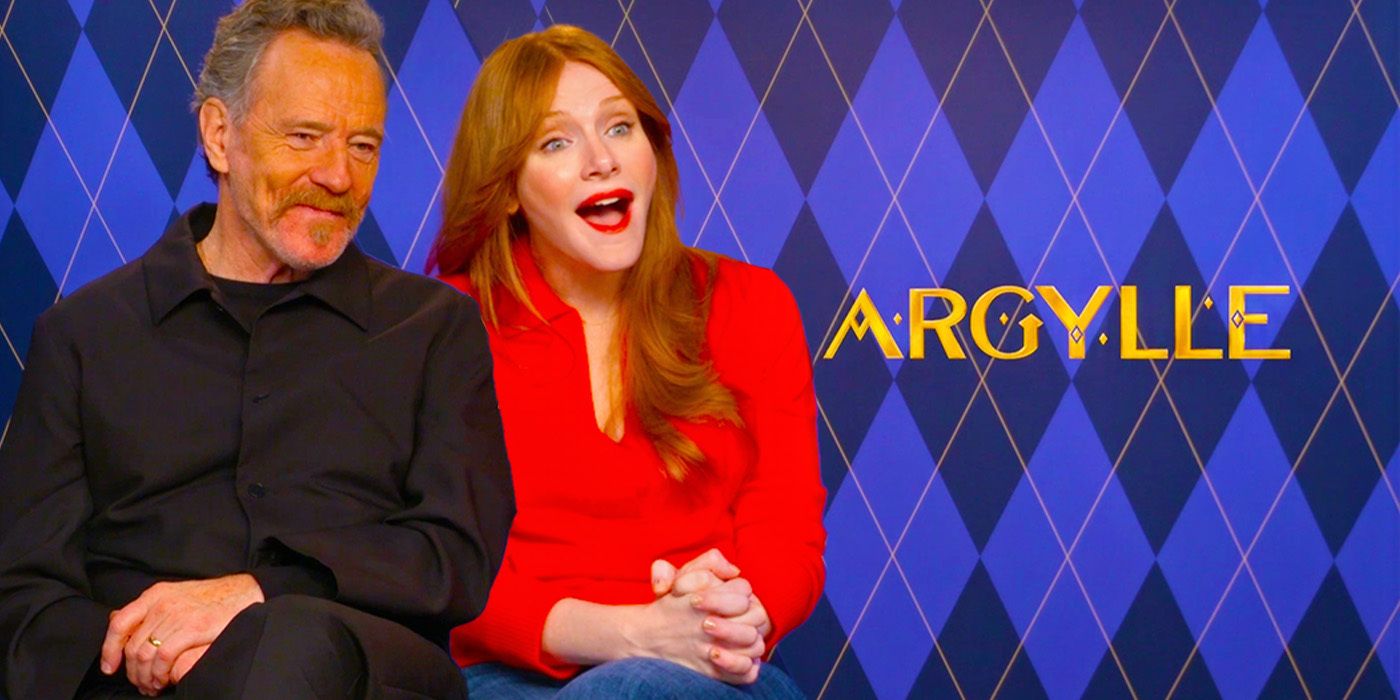 Edited image of Bryce Dallas Howard & Bryan Cranston during Argylle interview