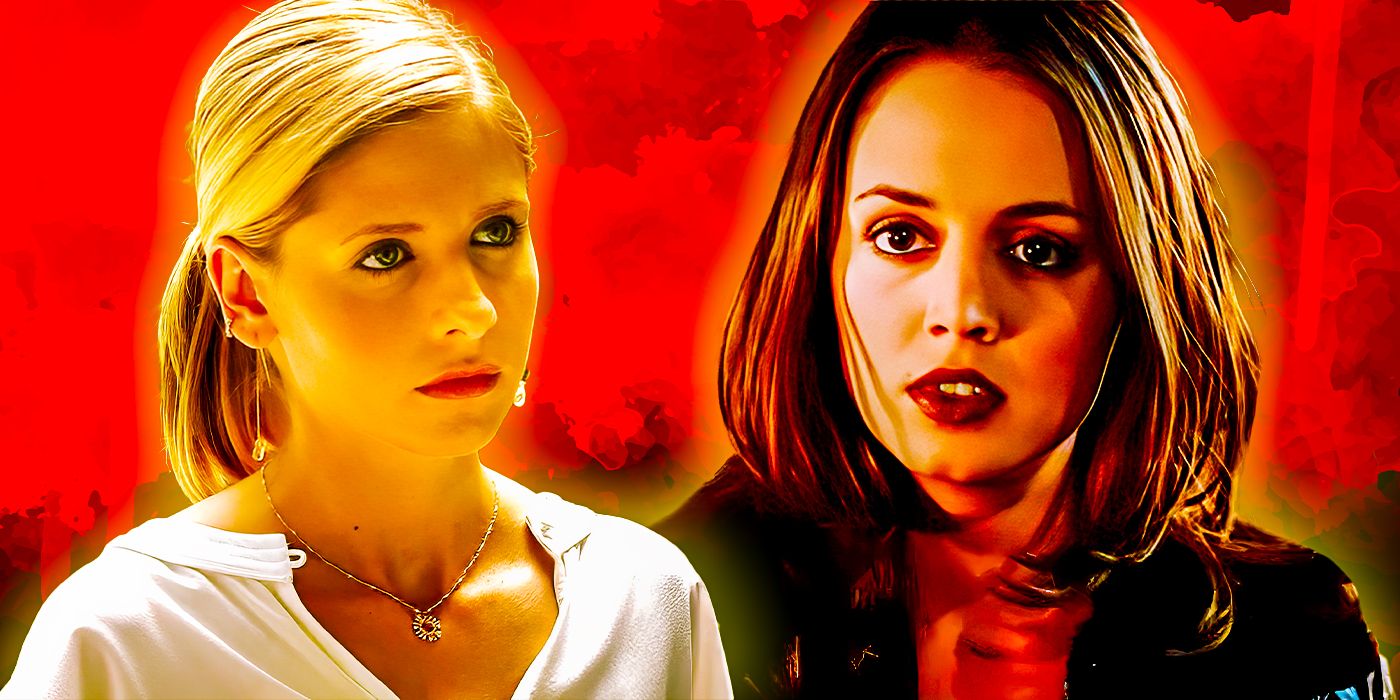 Buffy serious and Faith scared in Buffy the Vampire Slayer