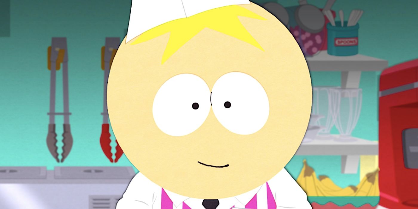 Butters smiles at the ice cream shop counter in South Park season 26